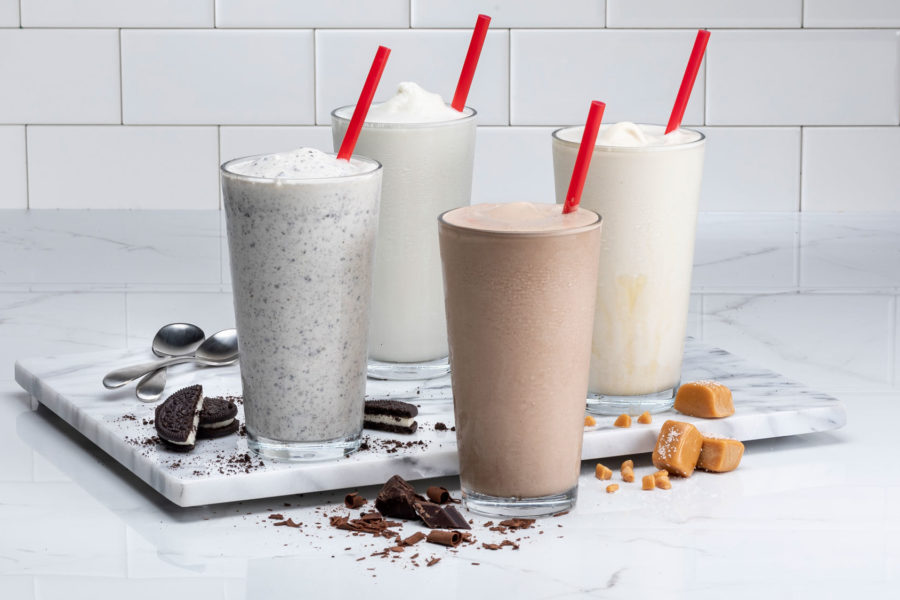 Slim Chickens Oreo, vanilla, and salted caramel milkshakes